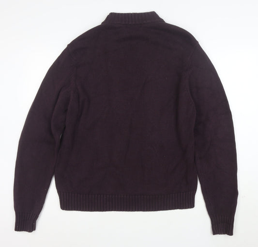 Marks and Spencer Men’s Purple Half Zip Cotton Knit Jumper Size L