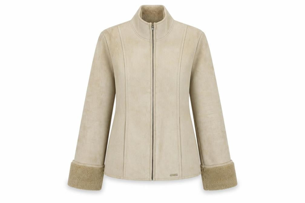 Next Women’s Beige Faux Shearling Lined Zip Jacket Size 8