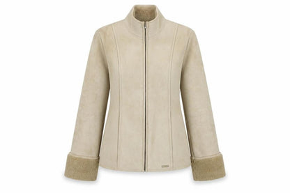 Next Women’s Beige Faux Shearling Lined Zip Jacket Size 8