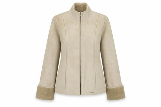 Next Women’s Beige Faux Shearling Lined Zip Jacket Size 8