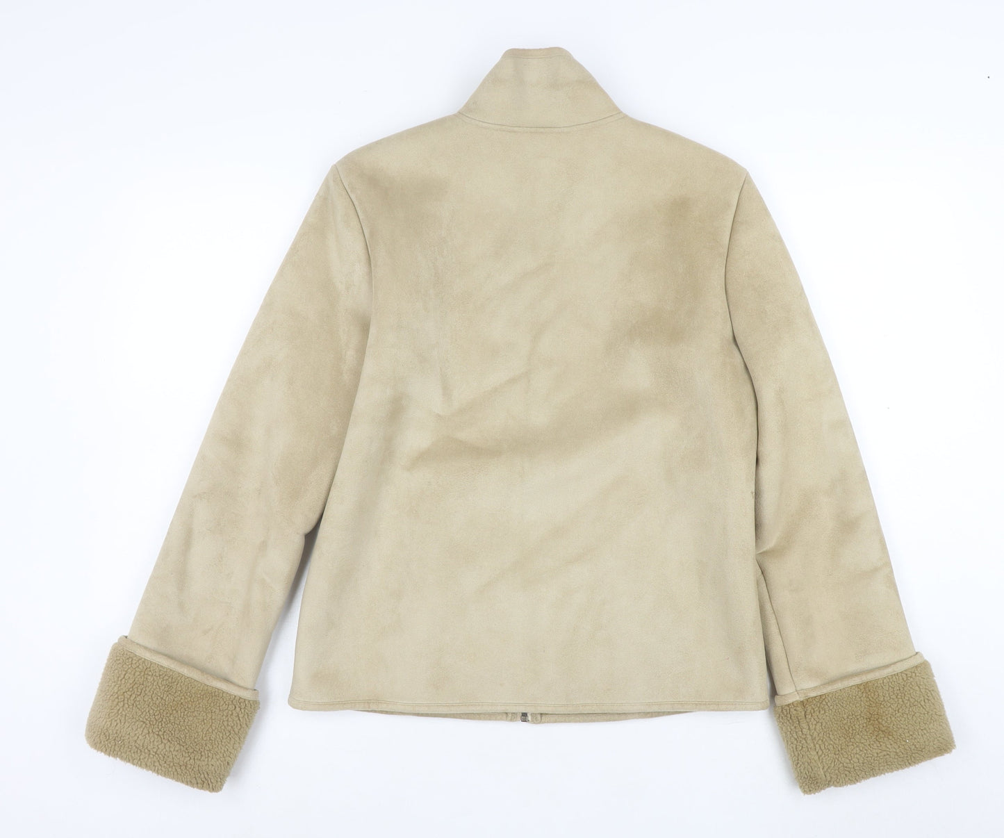 Next Women’s Beige Faux Shearling Lined Zip Jacket Size 8