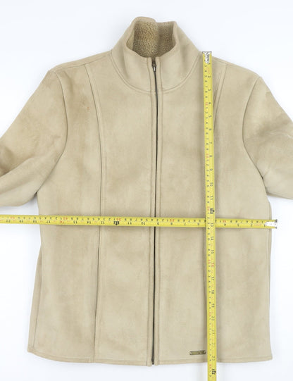 Next Women’s Beige Faux Shearling Lined Zip Jacket Size 8