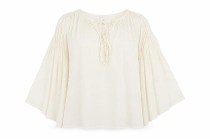 ASOS Women’s Ivory Chiffon Long Sleeve Boho Peasant Blouse Size 4