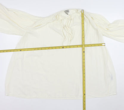 ASOS Women’s Ivory Chiffon Long Sleeve Boho Peasant Blouse Size 4