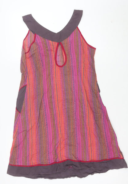 Mangalagiri Women’s Multicoloured A-Line Sleeveless Cotton Dress M