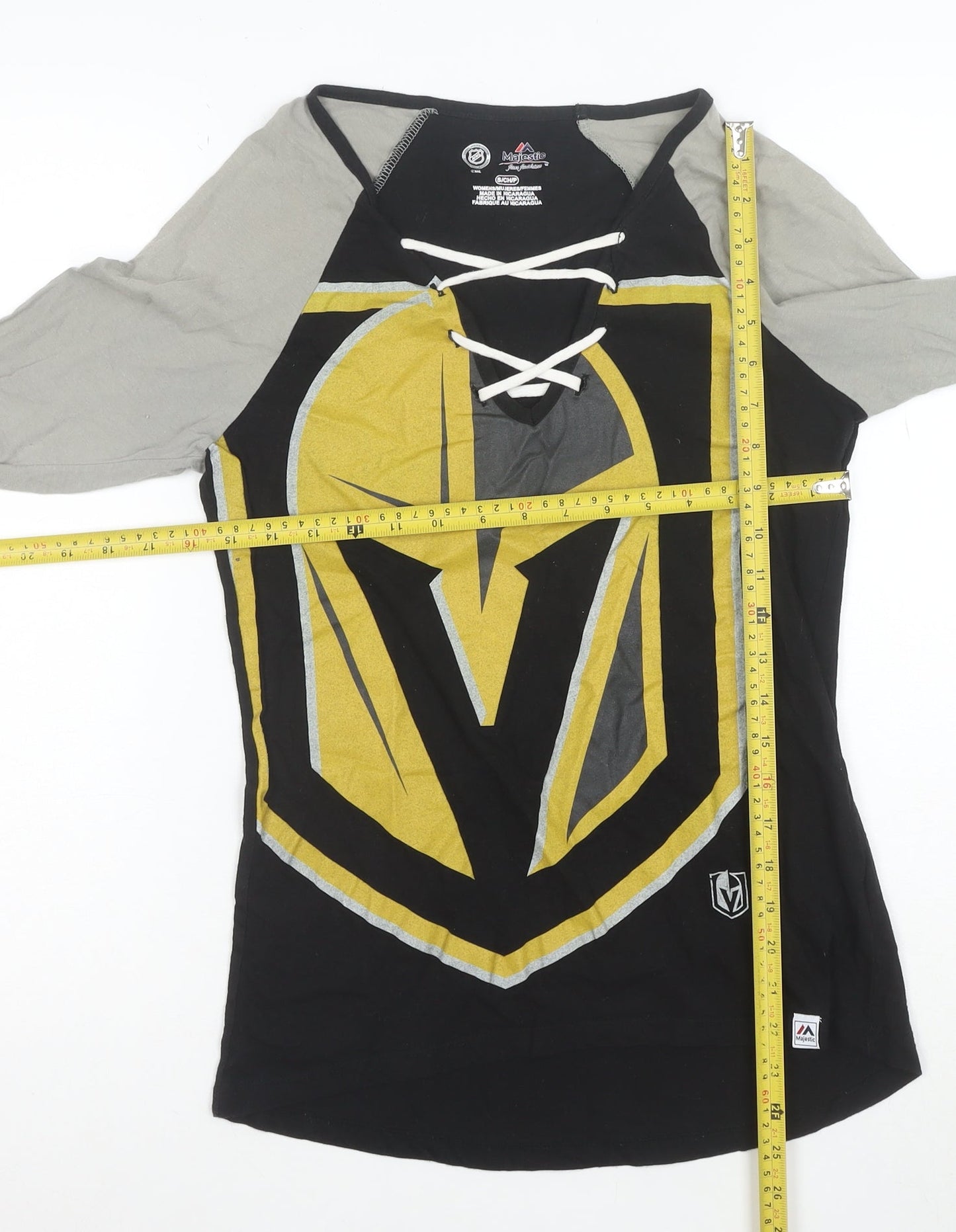 Majestic Unisex Adults Black NHL Long Sleeve V-Neck Sports T-Shirt Size S