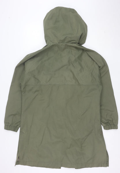 Zara Women’s Green XS Hooded Snap Front Rain Coat