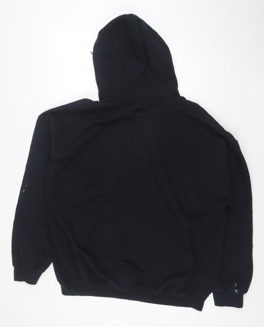 Gildan Mens Black XL Pullover Hoodie with Graphic Print