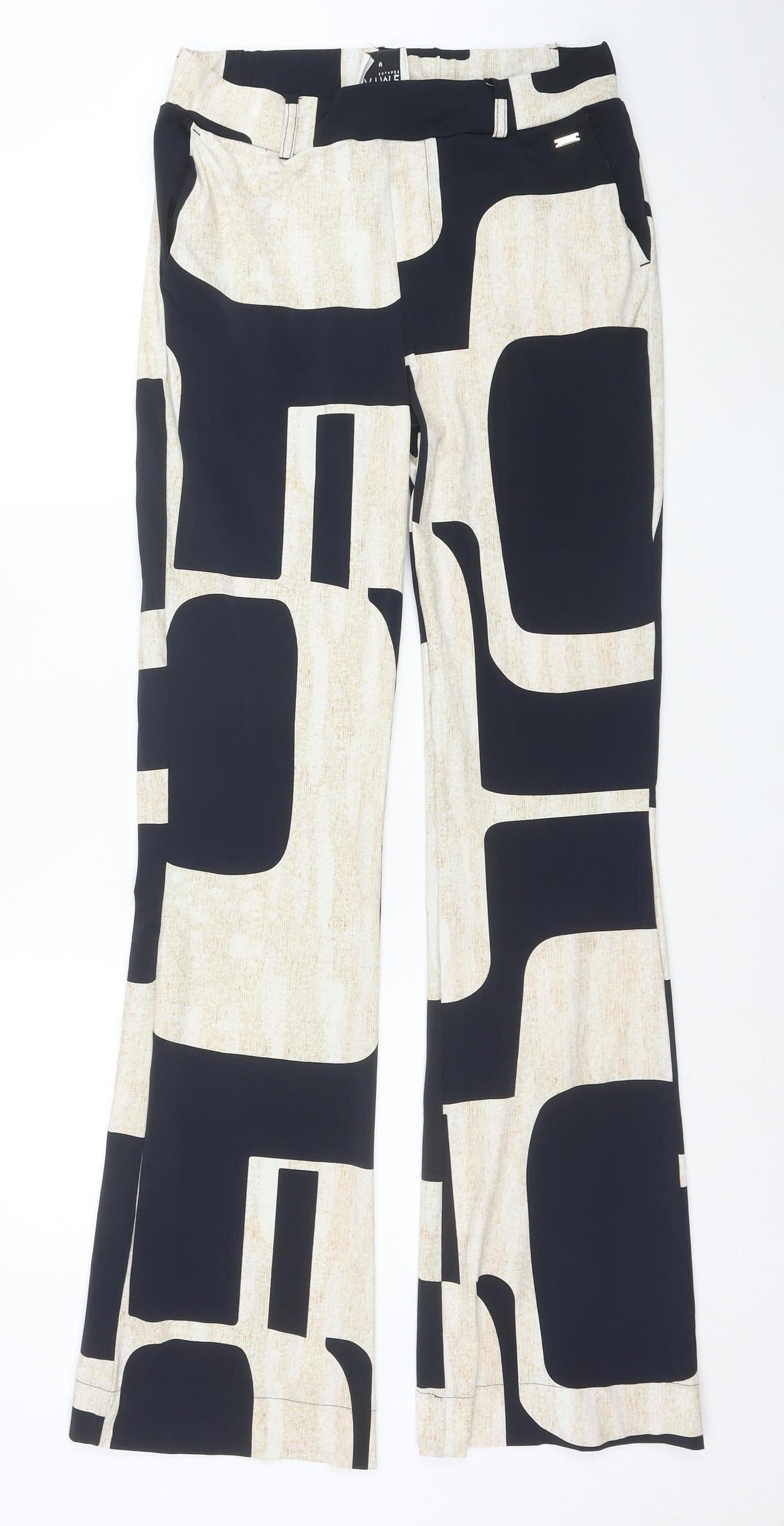 AIME BALANCE Women's Black Geometric Regular Trousers Size M