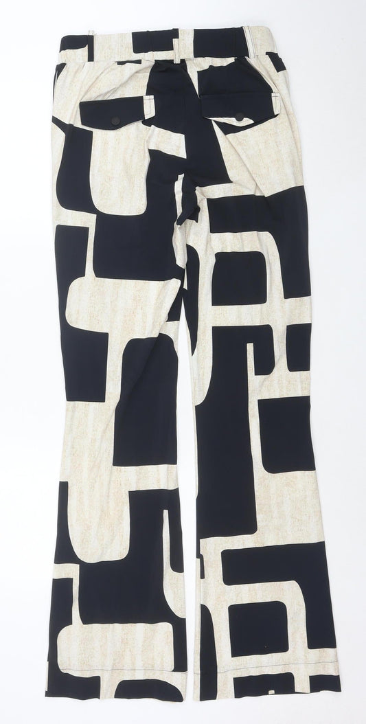 AIME BALANCE Women's Black Geometric Regular Trousers Size M