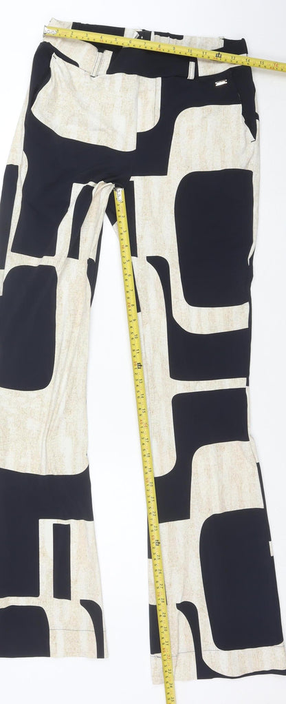 AIME BALANCE Women's Black Geometric Regular Trousers Size M