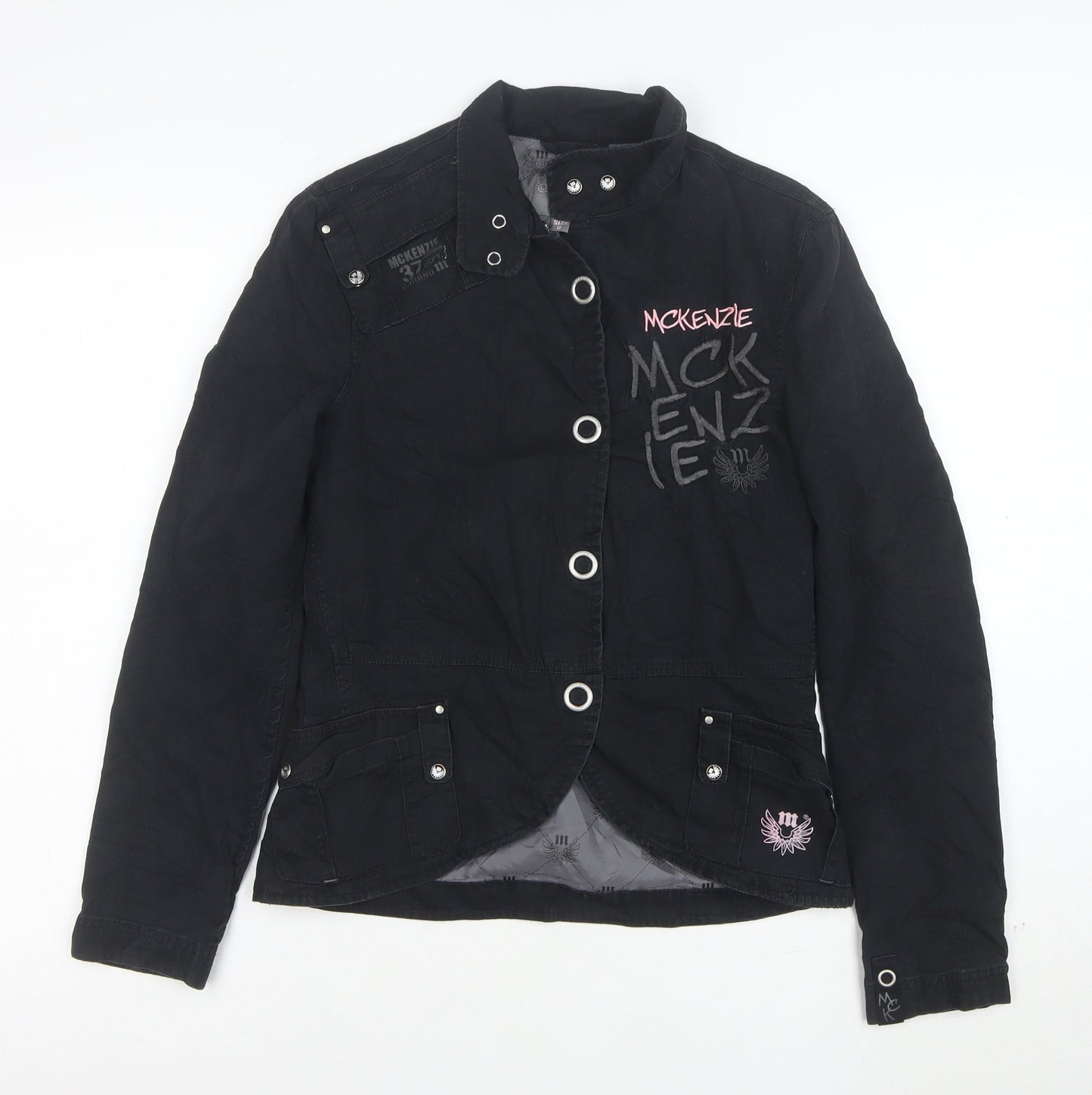 McKenzie Women's Black Embroidered Military Jacket Size 8