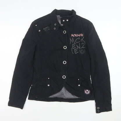 McKenzie Women's Black Embroidered Military Jacket Size 8