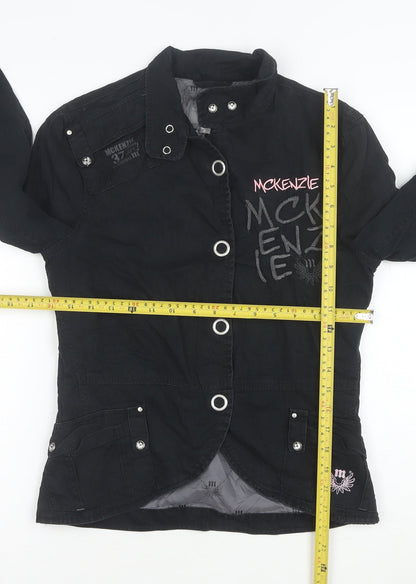 McKenzie Women's Black Embroidered Military Jacket Size 8
