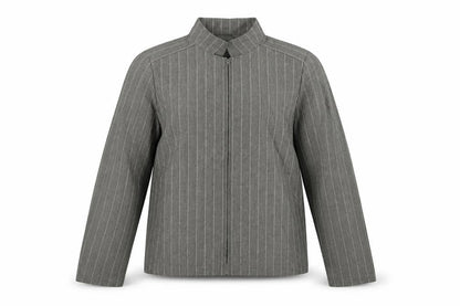 Episode Women's Grey Striped Linen Blend Zip Jacket Size 10