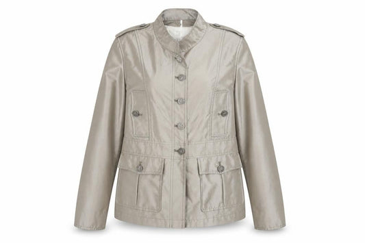 Cino Women Beige Military Style Buttoned Mid-Length Jacket L