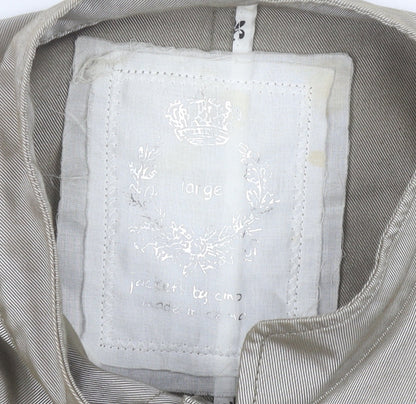 Cino Women Beige Military Style Buttoned Mid-Length Jacket L