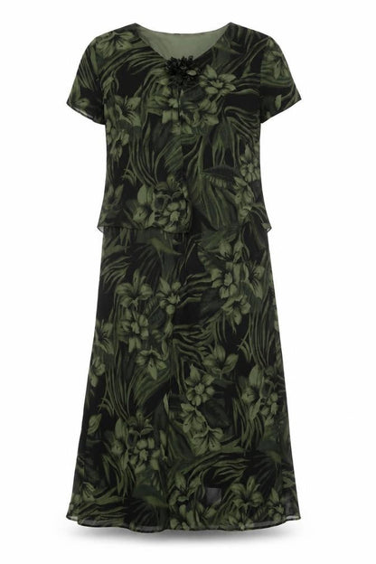 Tradition Petite Women’s Green Floral Sheath Dress Size 10