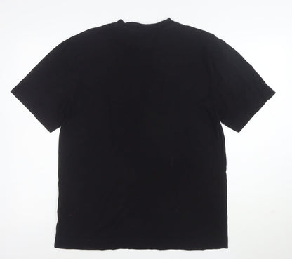 Collusion Women's Black Graphic Cotton T-Shirt Medium Short Sleeve