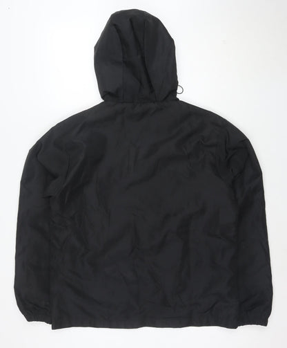 BoohooMAN Men's Black Red Hooded Anorak Jacket Size M Polyester