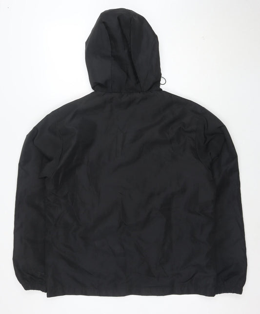 BoohooMAN Men's Black Red Hooded Anorak Jacket Size M Polyester