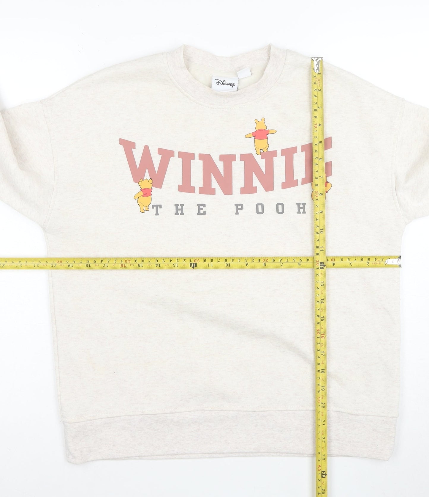 Disney Women Beige XS Winnie the Pooh Crew Neck Sweatshirt