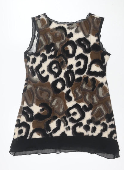 Per Una Women Brown Animal Print Sleeveless A-Line Dress Size 12