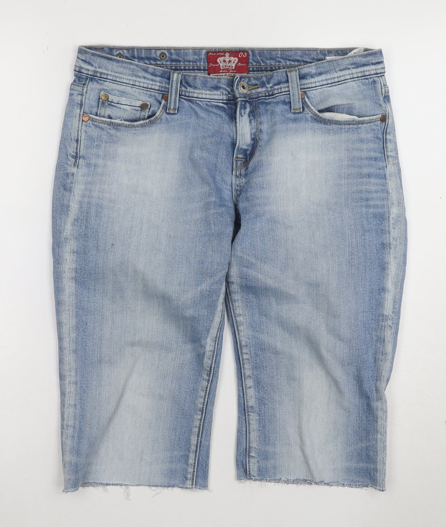 Amisu Women Blue Denim Bermuda Shorts Size 14 Stretch Cotton
