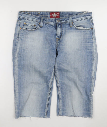 Amisu Women Blue Denim Bermuda Shorts Size 14 Stretch Cotton