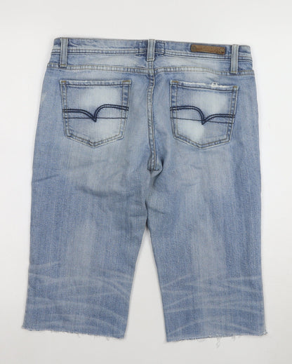 Amisu Women Blue Denim Bermuda Shorts Size 14 Stretch Cotton