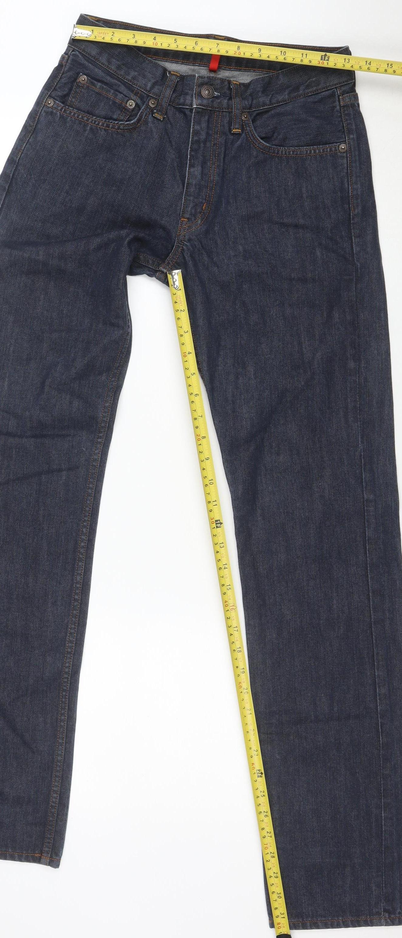 Uniqlo Women Blue Straight Leg Jeans Size 10 Regular Fit Denim