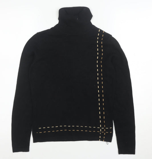 Mexx Women's Black Roll Neck Jumper Size S 100% Cotton