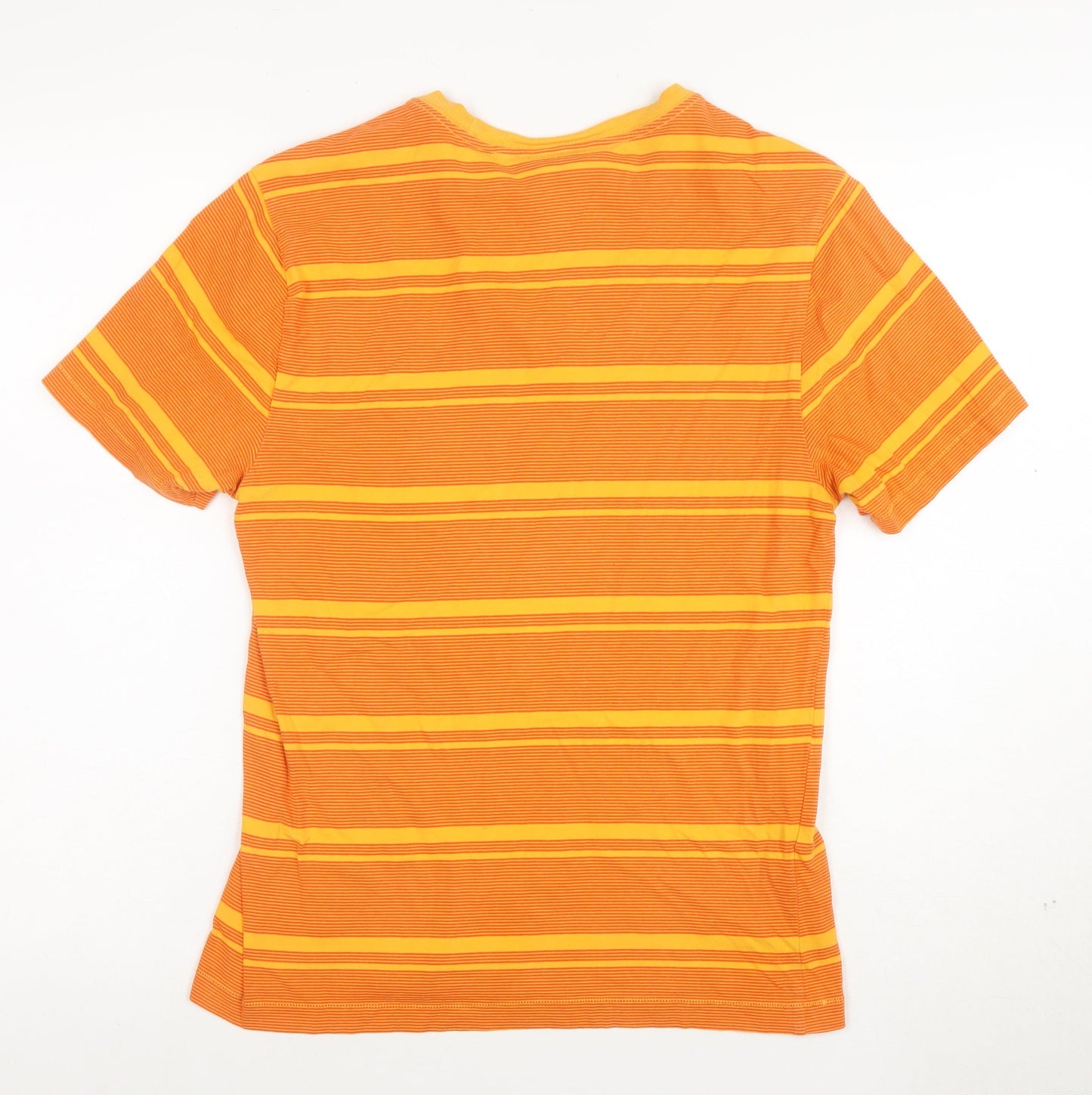 Original Penguin Men's Orange Striped Crew Neck Cotton T-Shirt Medium