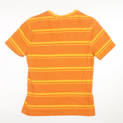 Original Penguin Men's Orange Striped Crew Neck Cotton T-Shirt Medium