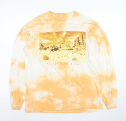 Rebels & Nomads Men's Orange Tie-Dye Desert Long Sleeve T-Shirt Medium