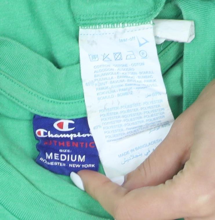 Champion Men's Green Medium Short Sleeve Cotton T-Shirt