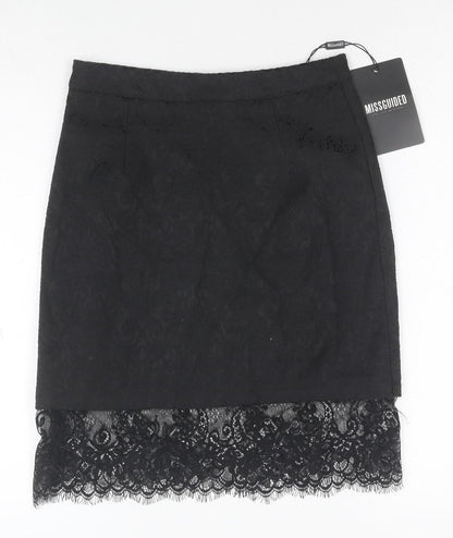Missguided Women's Black Lace Hem Pencil Skirt Size 6