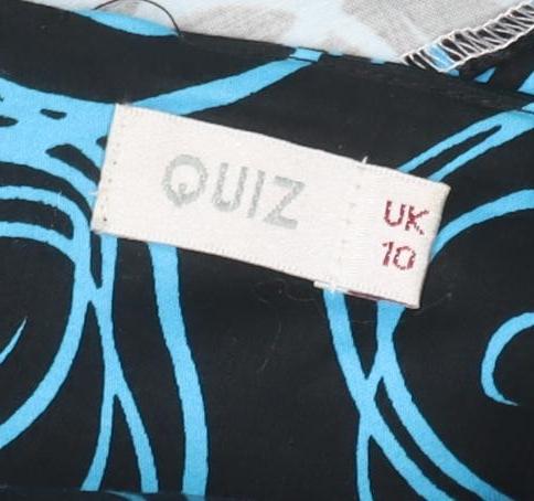Quiz Women Black Blue Strapless A-Line Knee Dress Size 10