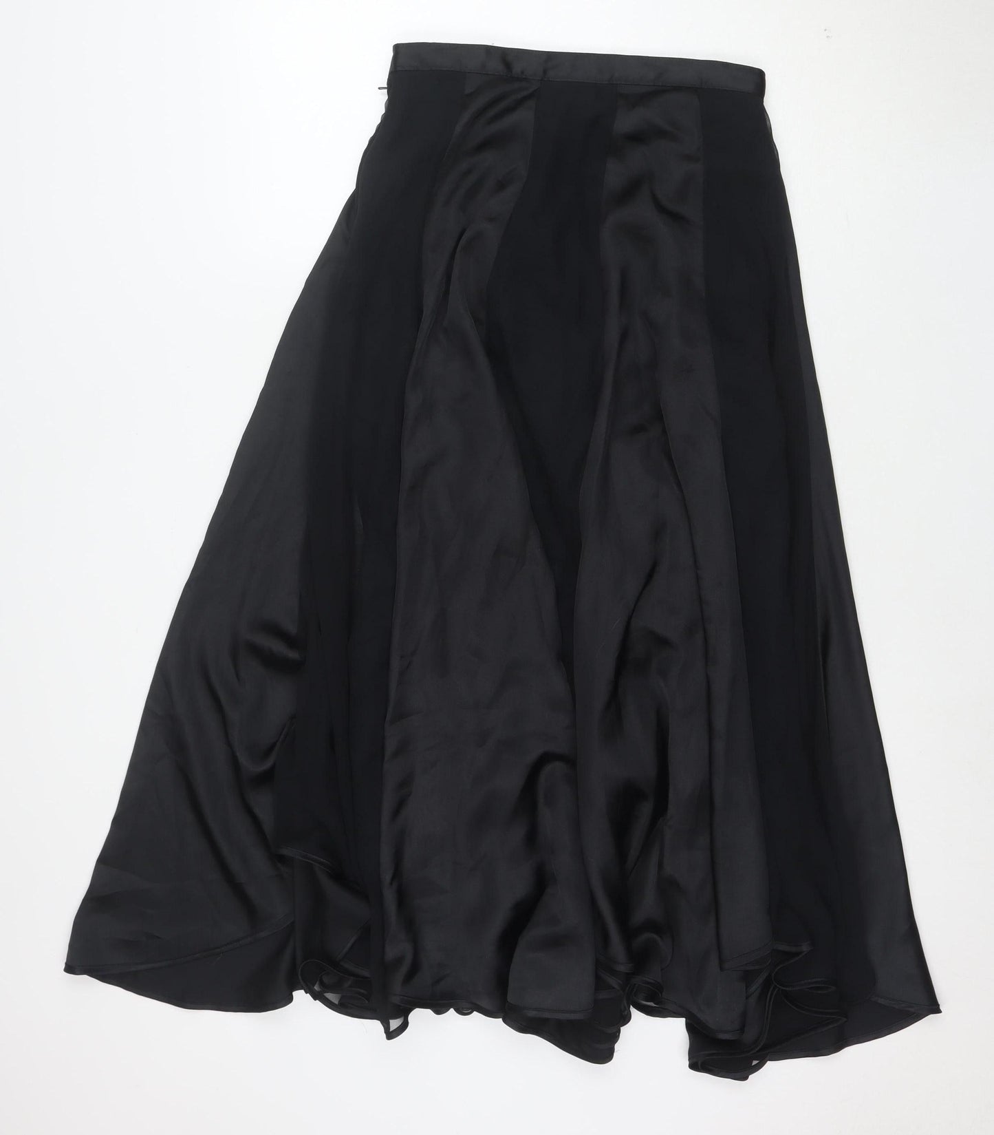 Frank Usher Women's Black Silk Flared Long Skirt Size 10