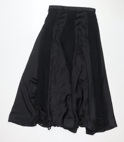 Frank Usher Women's Black Silk Flared Long Skirt Size 10