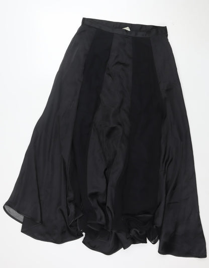 Frank Usher Women's Black Silk Flared Long Skirt Size 10