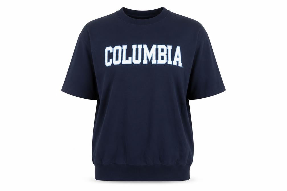 Champion Women's Blue Eco Fleece Columbia Short Sleeve Sweatshirt Size S