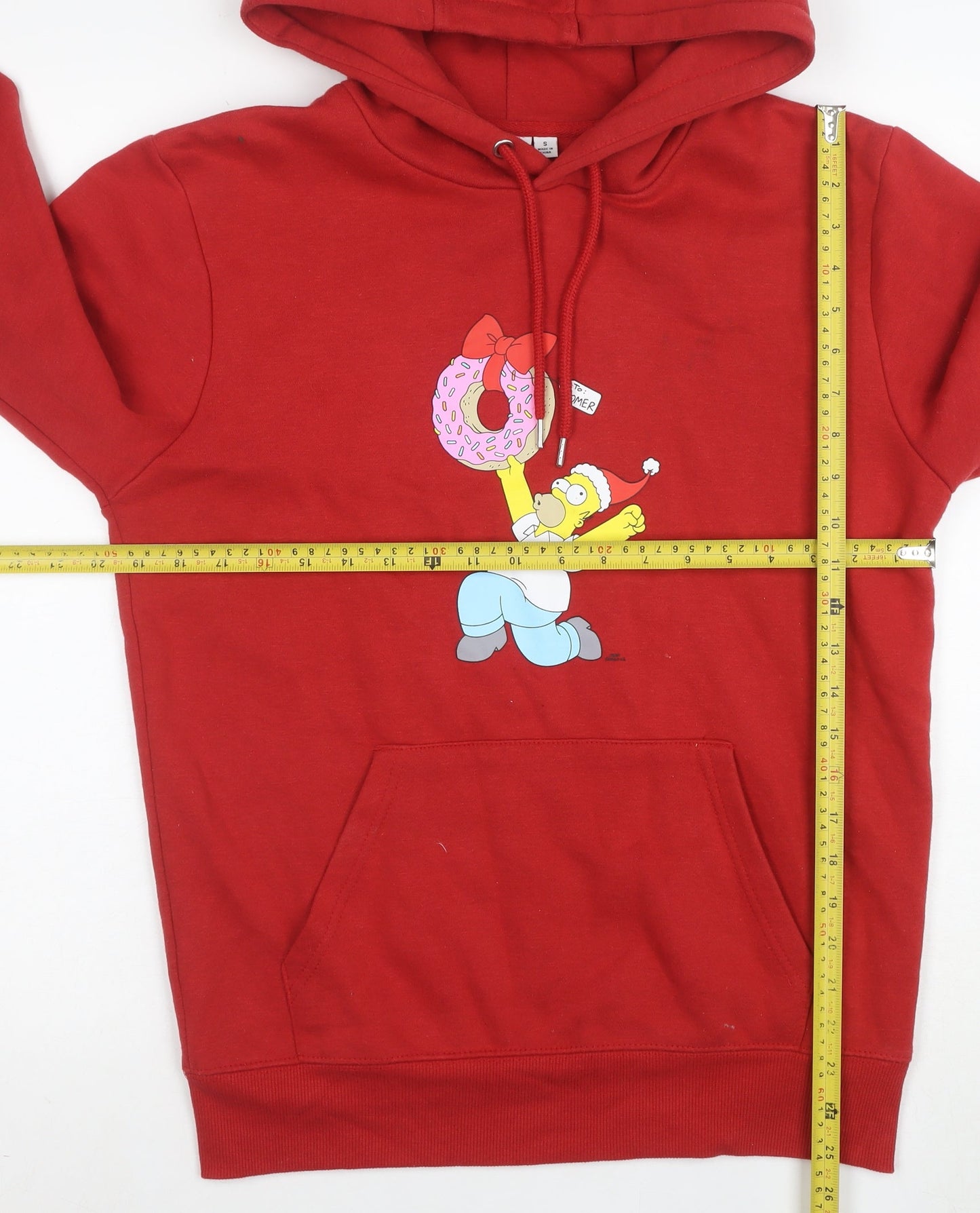 The Simpsons Men's Red Pullover Hoodie S Homer Graphic Fleece