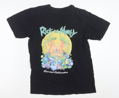Adult Swim Rick and Morty Black Cotton Men’s T-Shirt Size S Graphic Tee