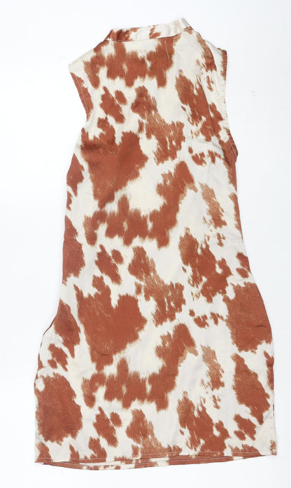 Beginning Boutique Brown Animal Print Sleeveless Shift Dress Women’s UK 10