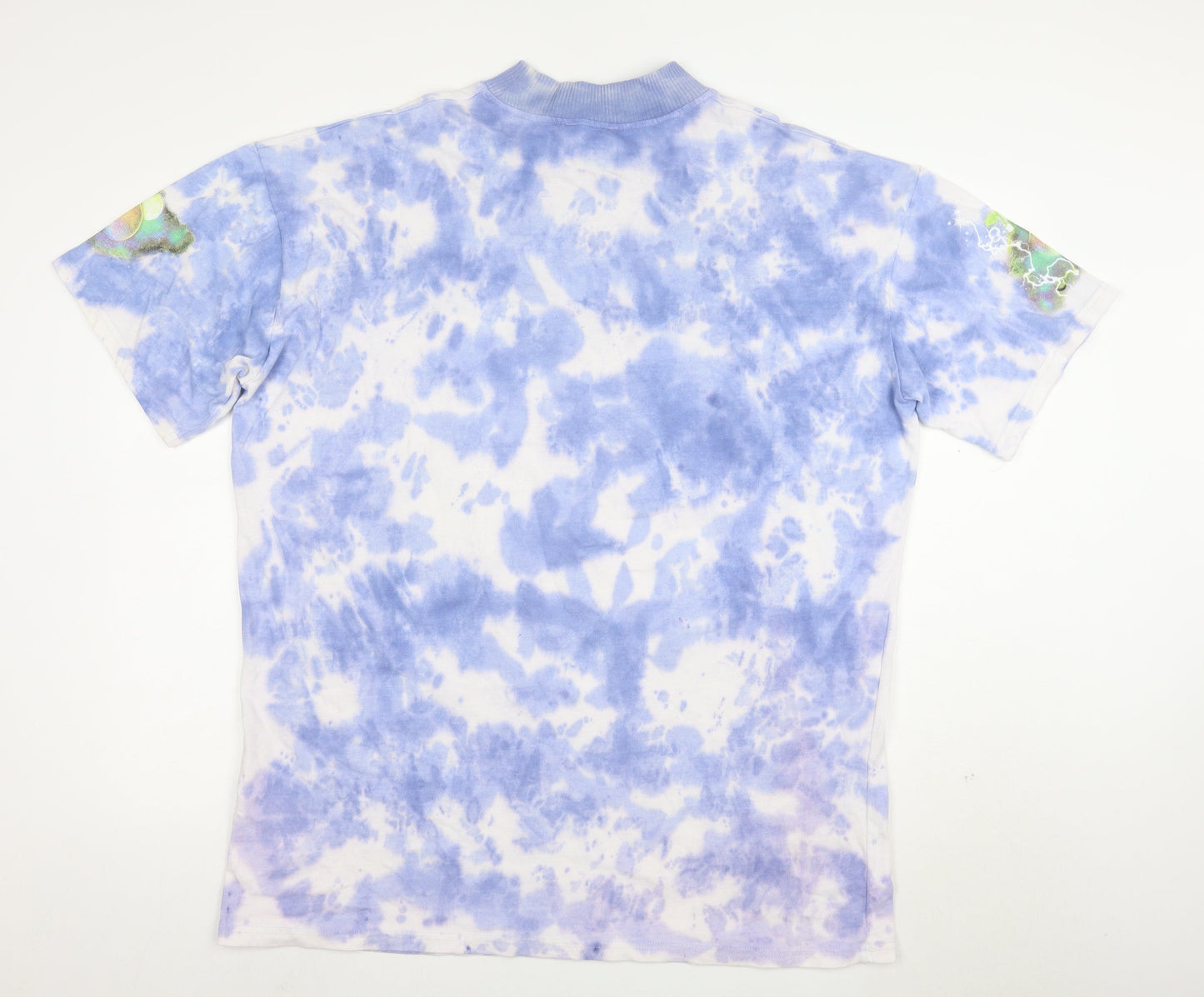BoohooMAN Men's Blue Tie Dye Hollywood Graphic Cotton T-Shirt Size M