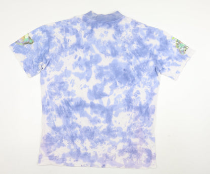 BoohooMAN Men's Blue Tie Dye Hollywood Graphic Cotton T-Shirt Size M
