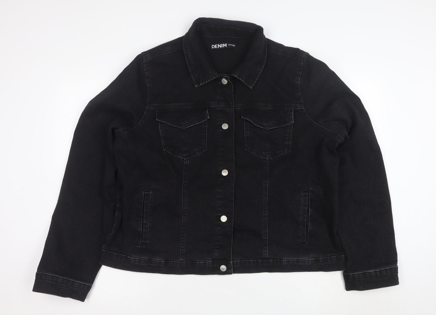 George Women’s Black Denim Jacket Size 22 Plus Classic Casual