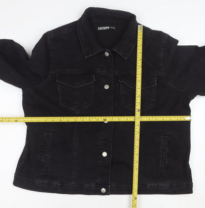 George Women’s Black Denim Jacket Size 22 Plus Classic Casual