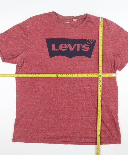 Levi's Women's Red Logo T-Shirt Size L Short Sleeve Cotton Blend
